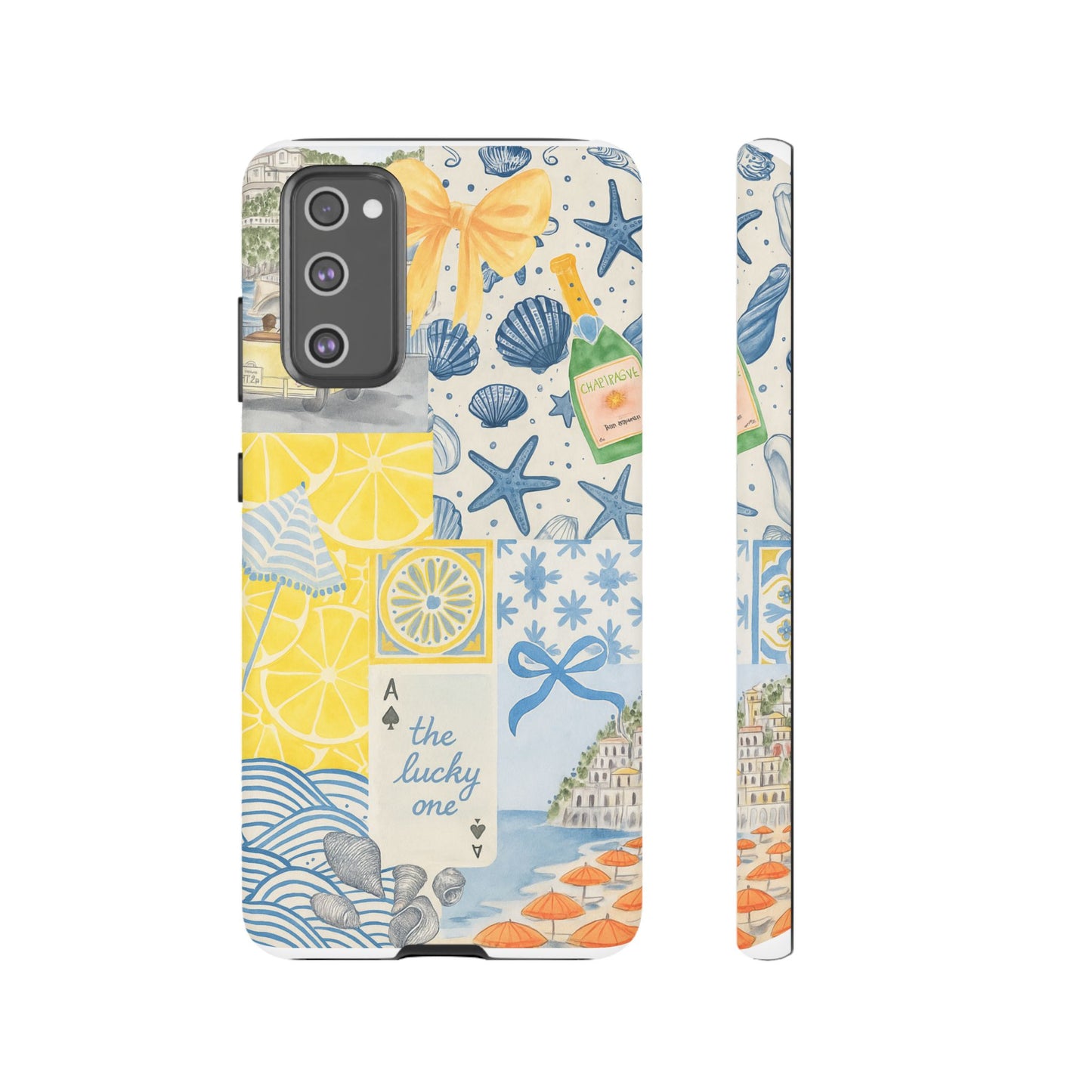 Coastal Collage Phone Case | Beach Shells, Starfish, Lemon, Scenic Travel | Italian Summer