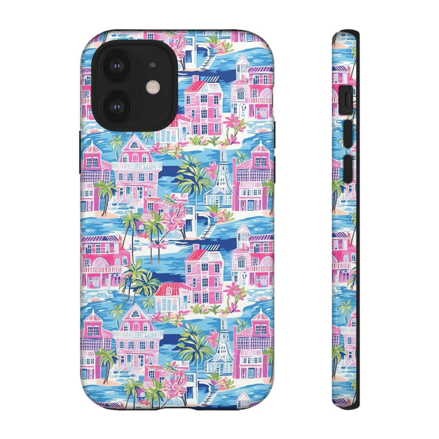 Pink Coastal Houses phone case | Tough Case | iPhone 17