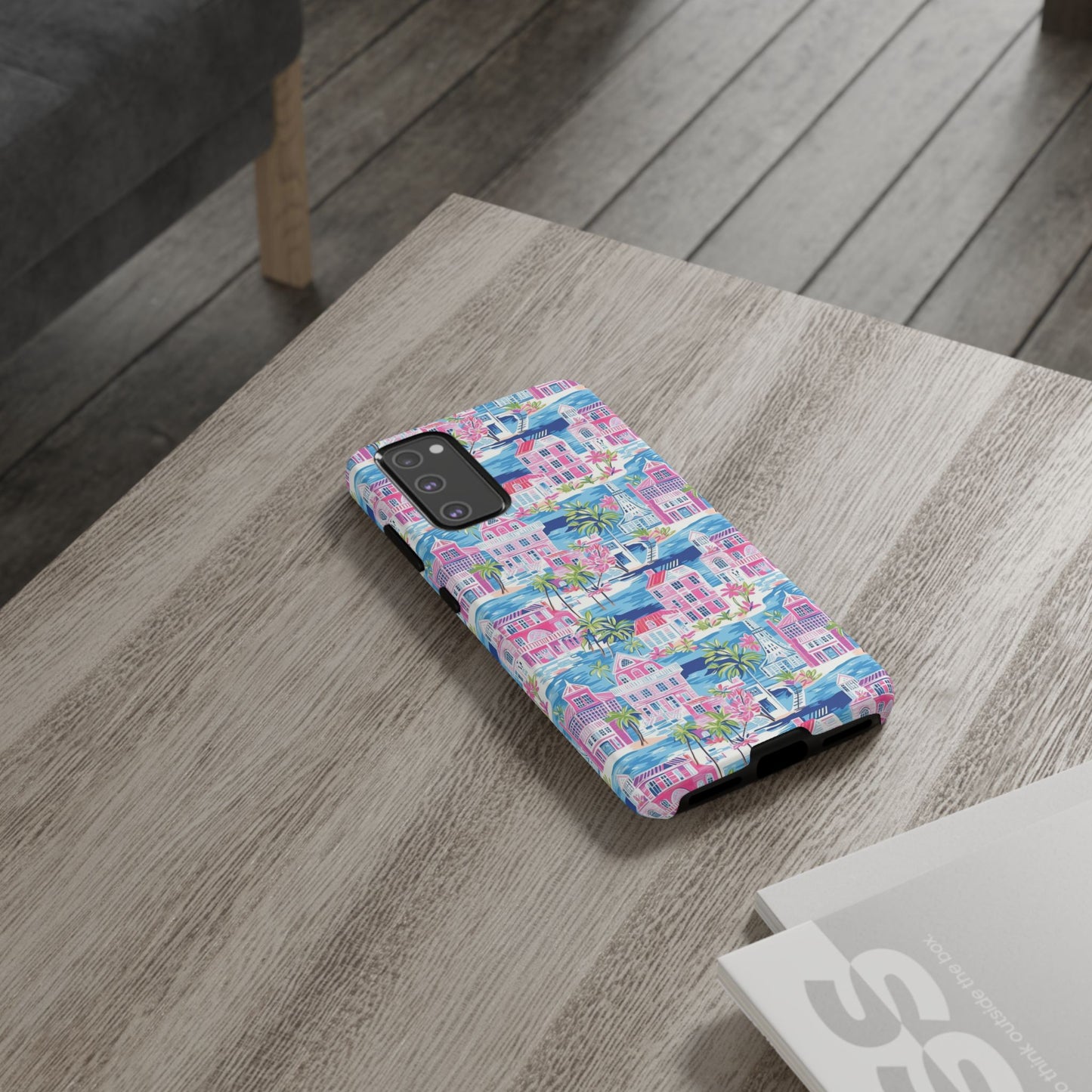 Pink Coastal Houses phone case | Tough Case | iPhone 17