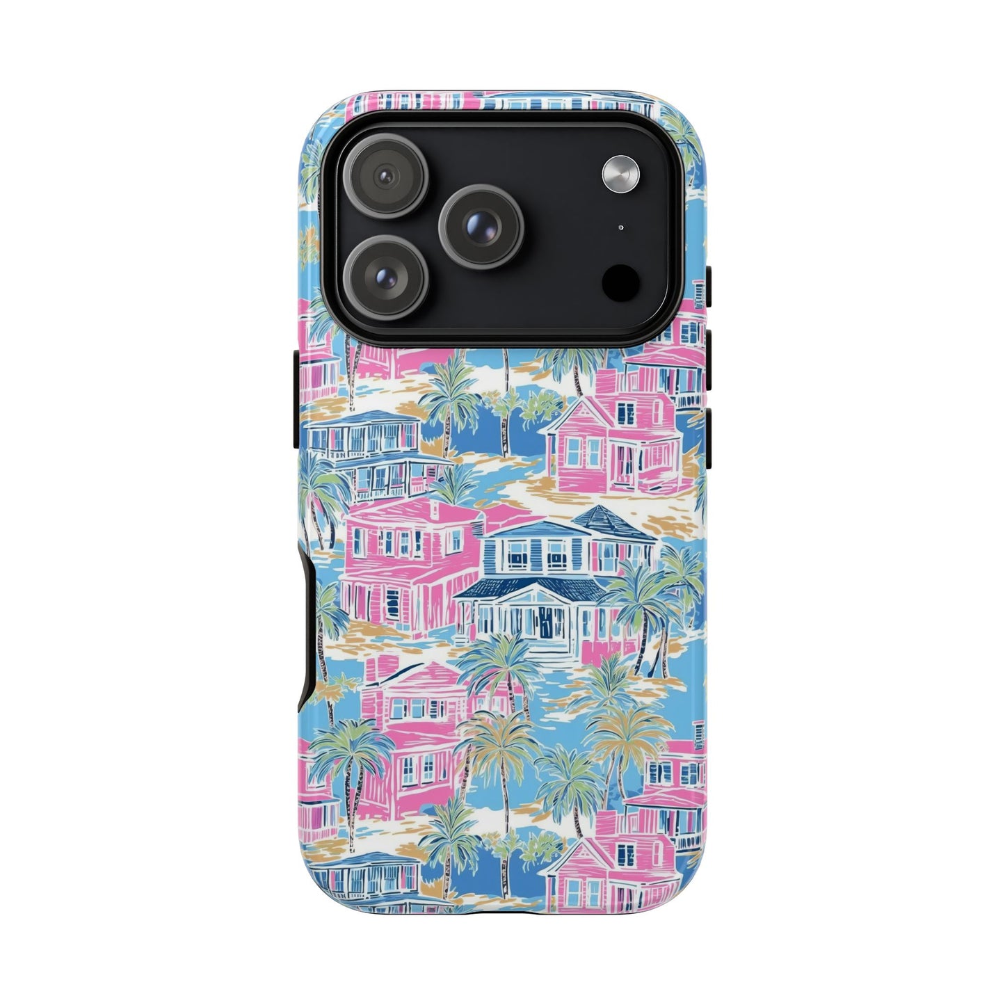 Tropical Beach Houses Tough Case | Palm Tree Coastal Phone Cover | iPhone 17