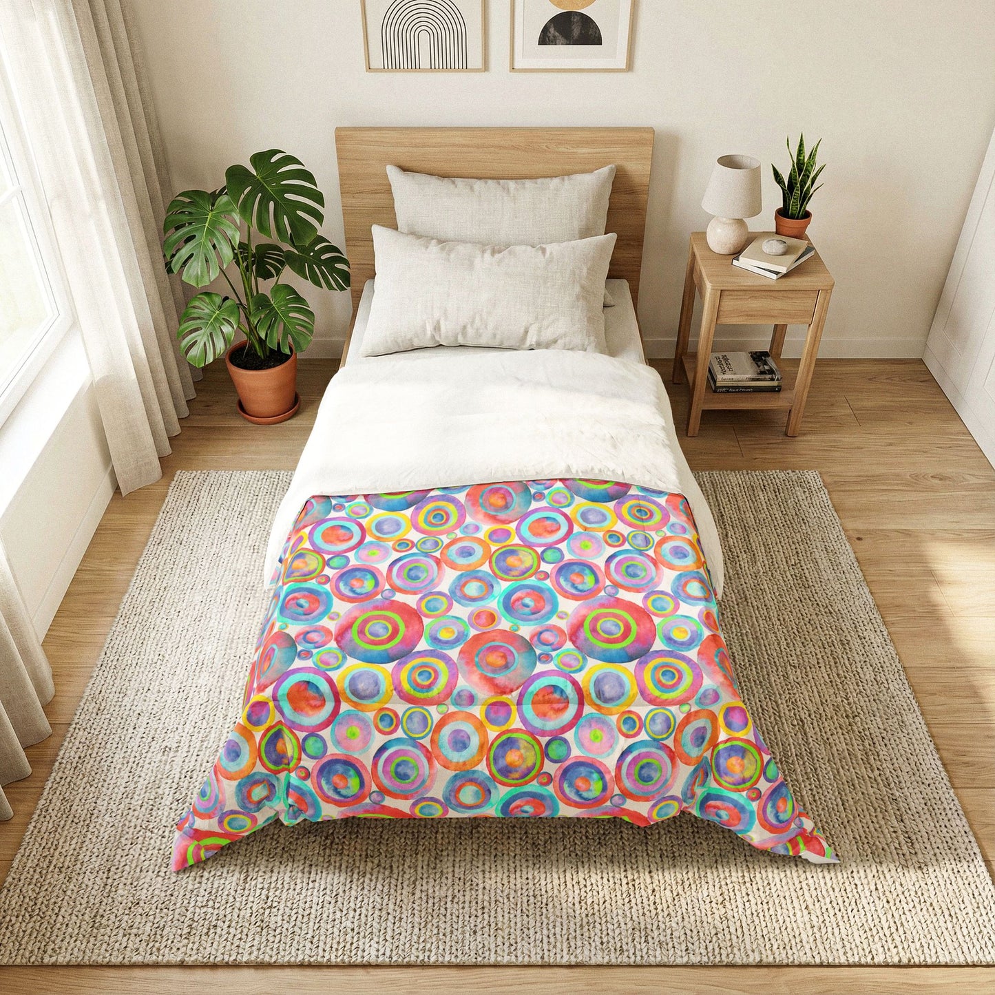 Abstract Bright Circles Cotton Comforter — Colorful Modern Bedding