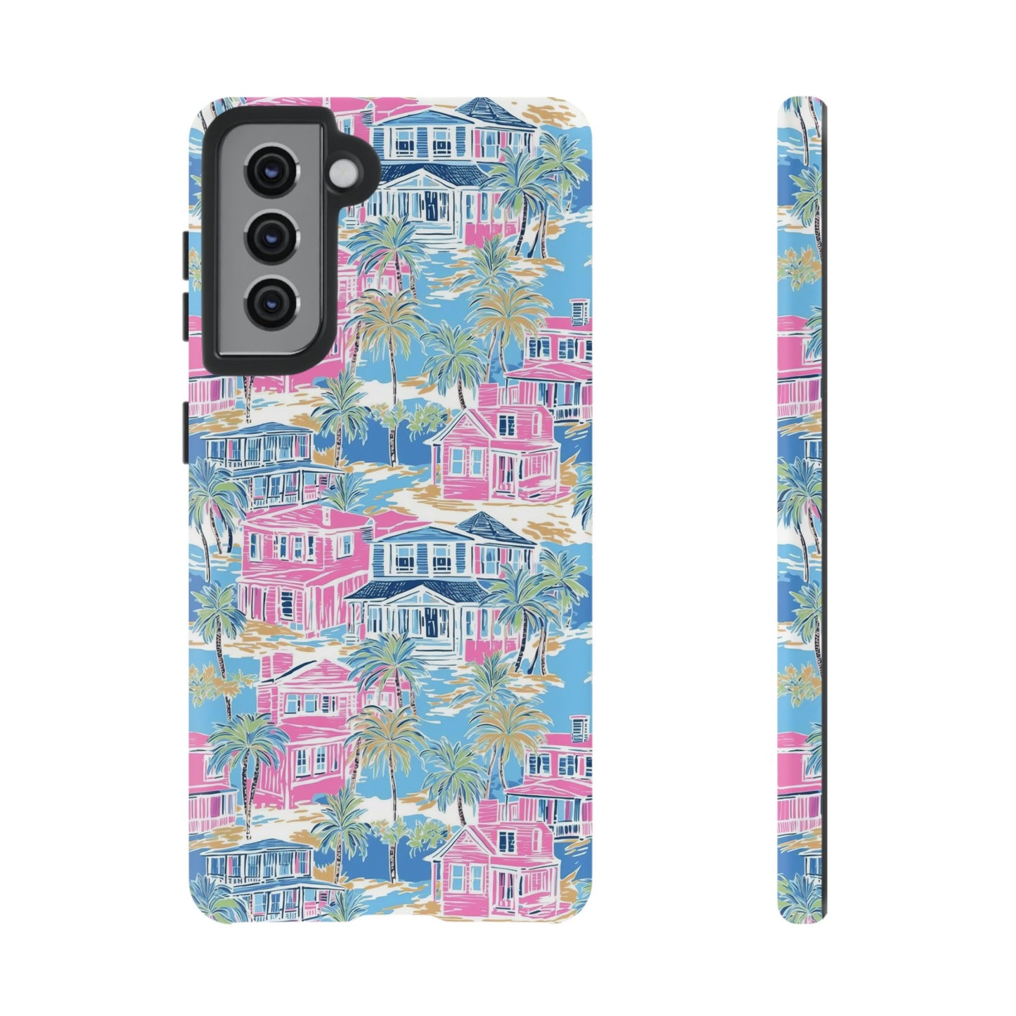 Tropical Beach Houses Tough Case | Palm Tree Coastal Phone Cover | iPhone 17