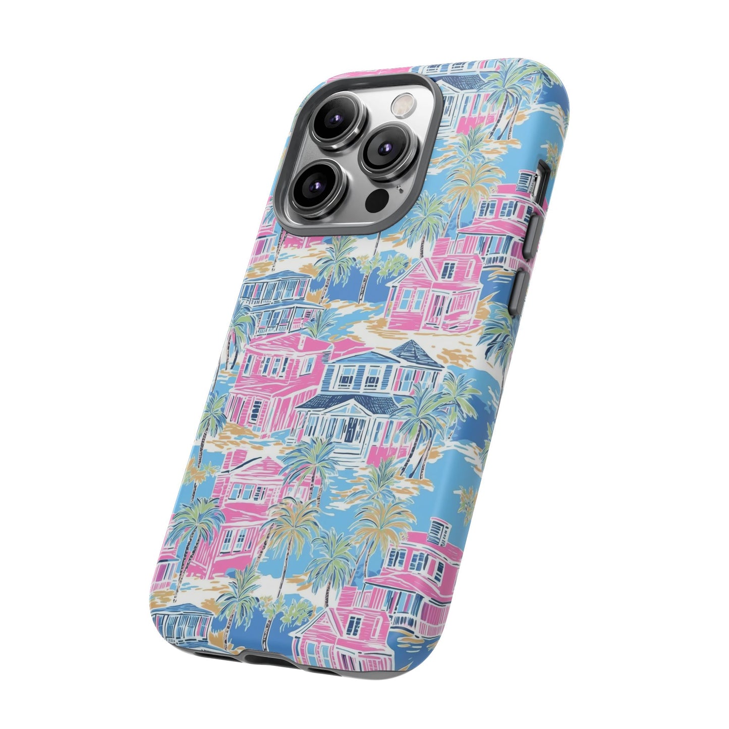 Tropical Beach Houses Tough Case | Palm Tree Coastal Phone Cover | iPhone 17