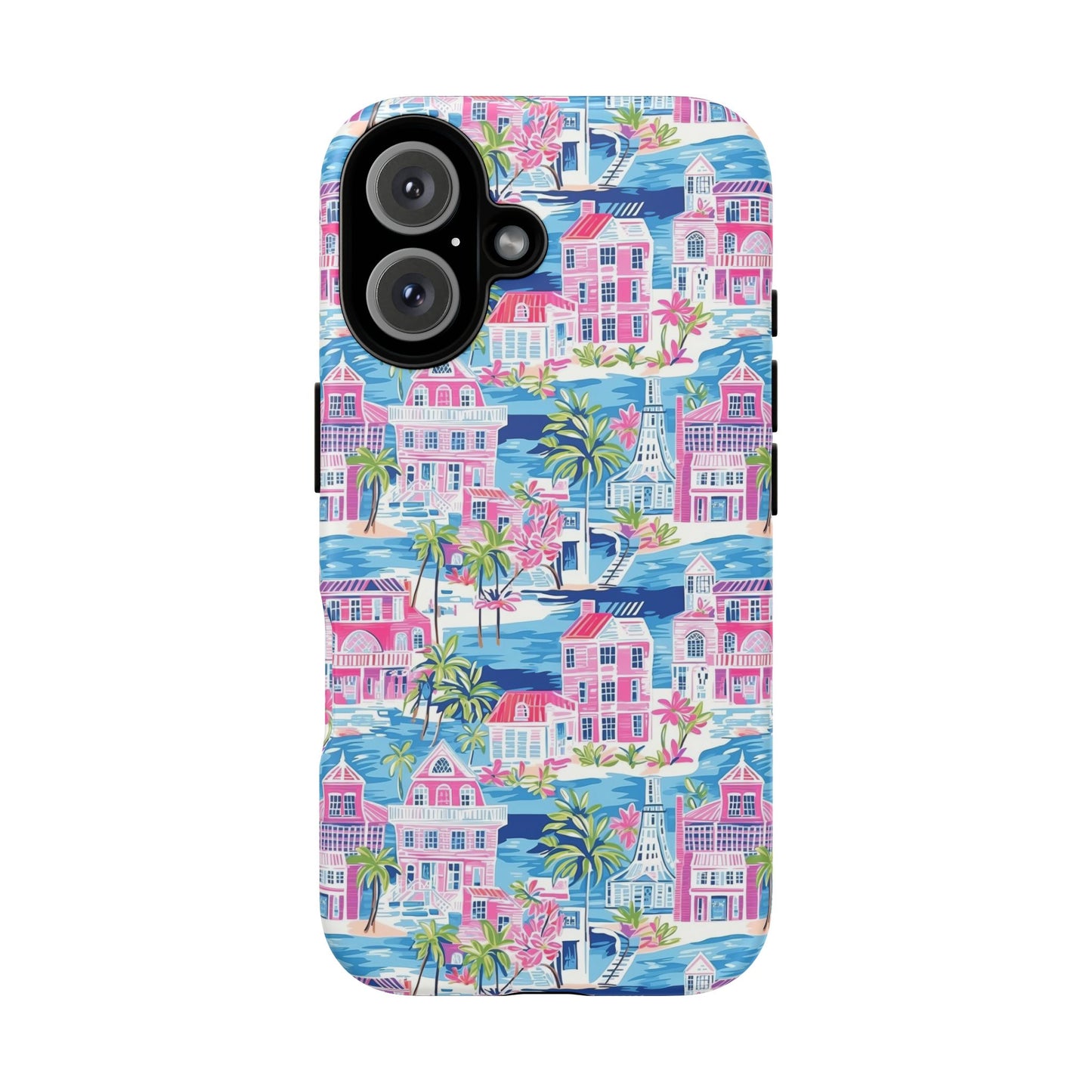 Pink Coastal Houses phone case | Tough Case | iPhone 17