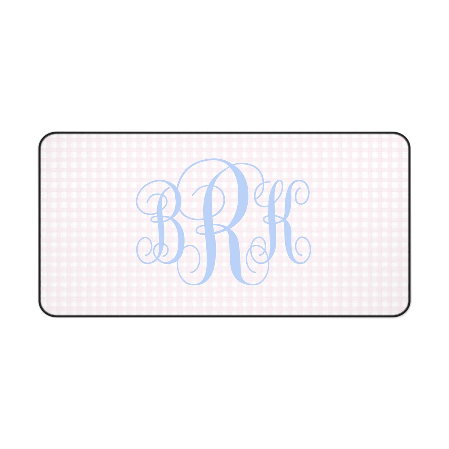 Blue Script Monogram Desk Mat | Pink Gingham Mouse Pad