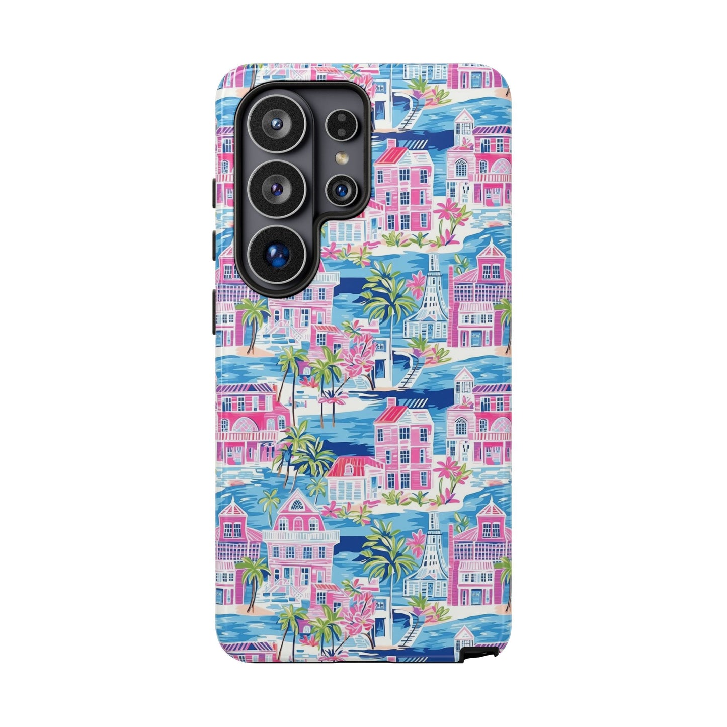 Pink Coastal Houses phone case | Tough Case | iPhone 17