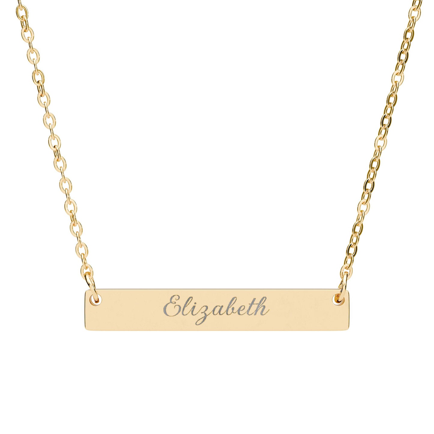 Engraved Horizontal Bar Necklace — Personalized Name Pendant