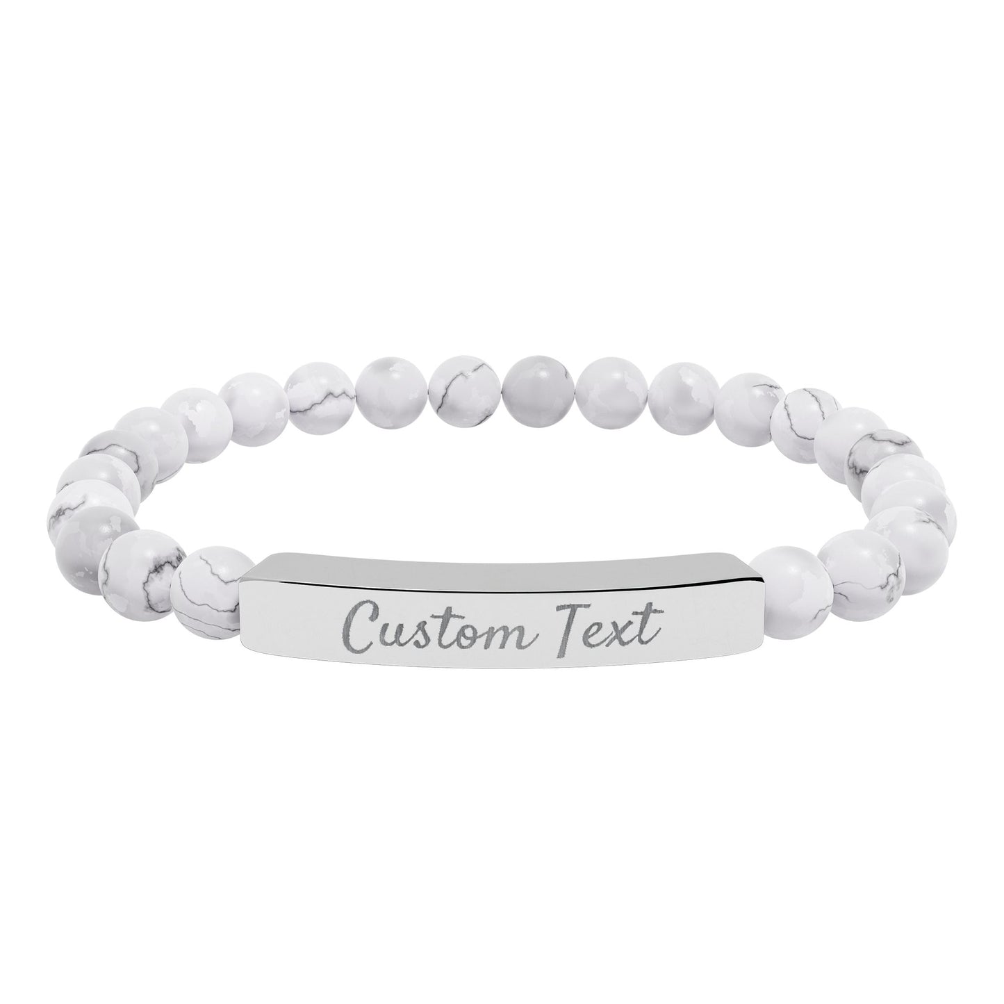 Engravable Natural Stone Bar Bracelet — Custom Name Stretch Bracelet