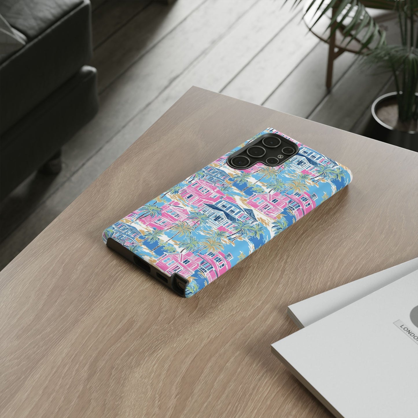 Tropical Beach Houses Tough Case | Palm Tree Coastal Phone Cover | iPhone 17