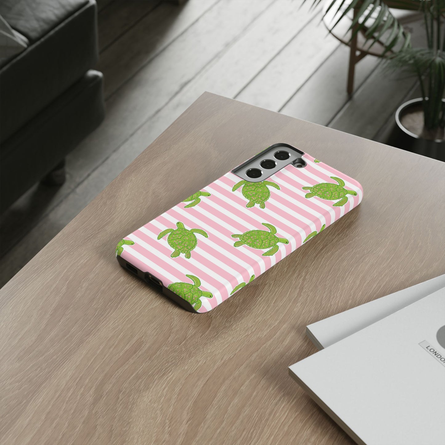 Green Sea Turtles Phone Case | Pink Stripes Tough Case | iPhone 17