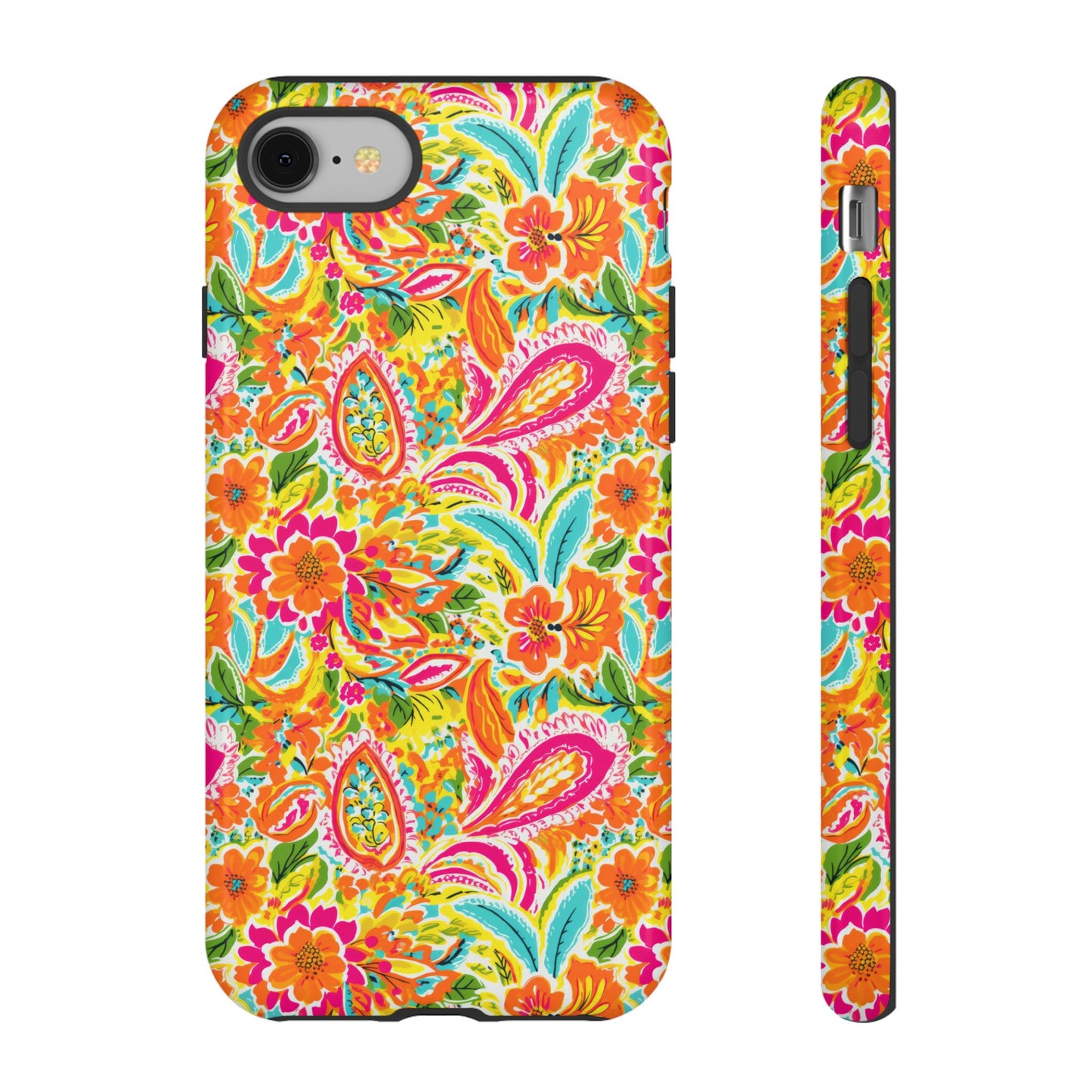 Vibrant Floral Paisley phone case | Tough Cases | Orange and Pink Floral | iPhone 17