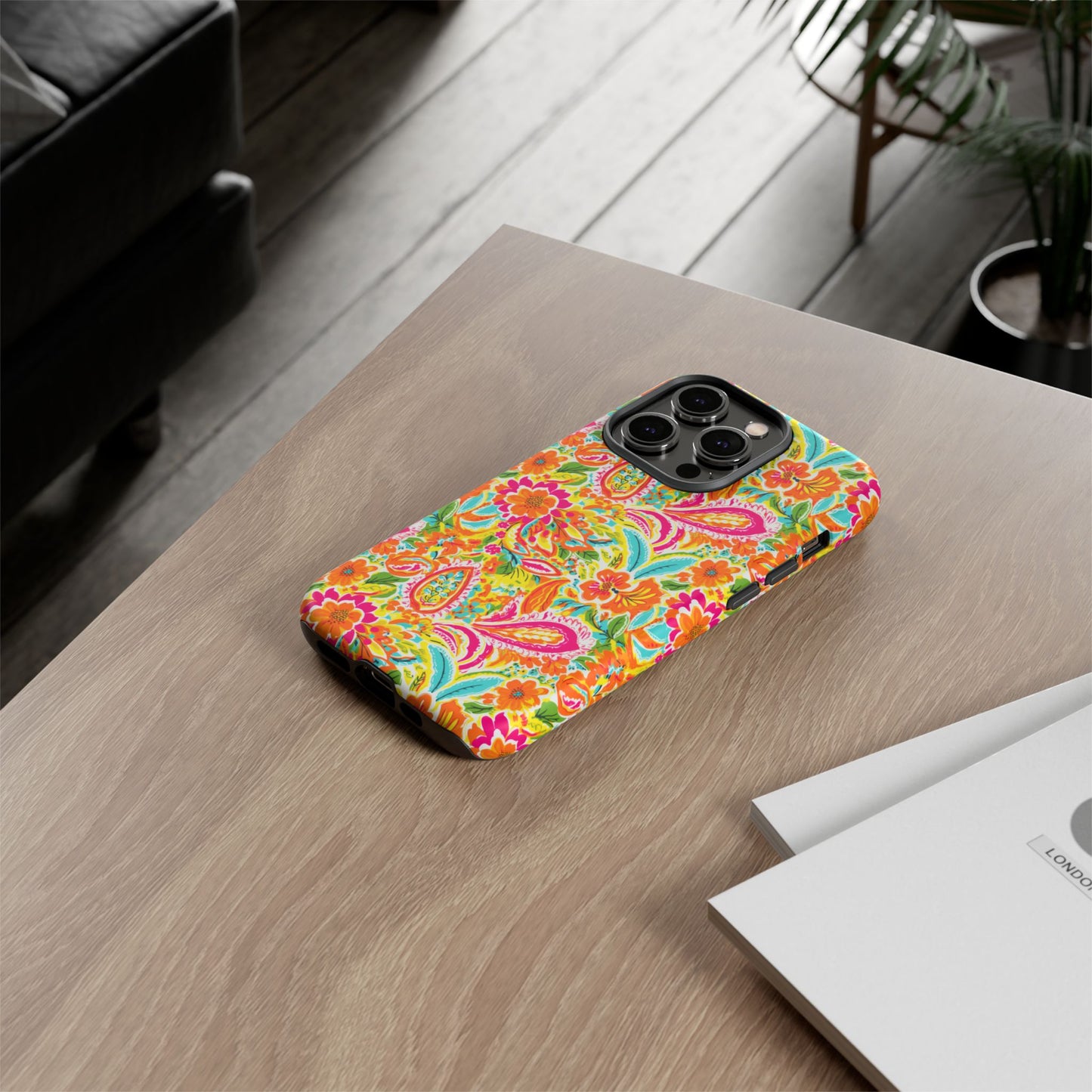 Vibrant Floral Paisley phone case | Tough Cases | Orange and Pink Floral | iPhone 17