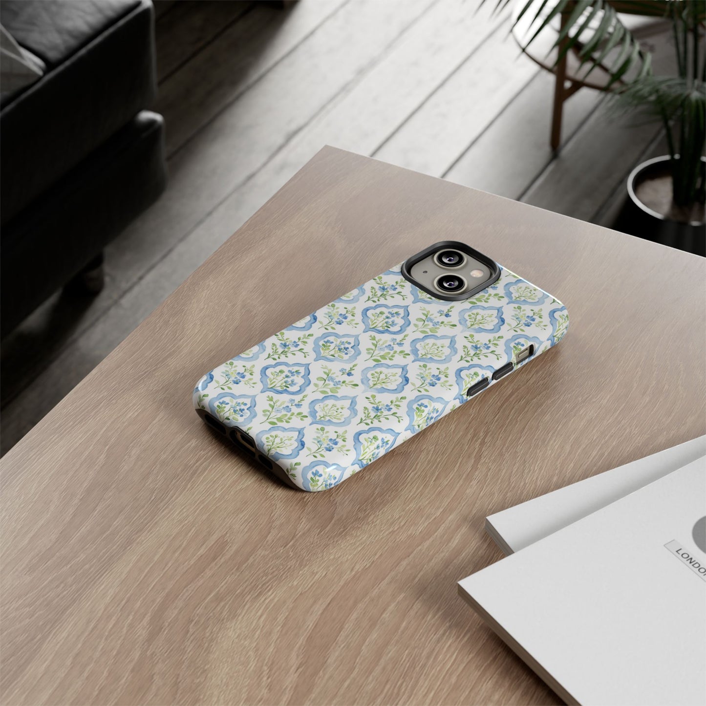 Blue Floral Damask phone case | Tough Case | iPhone 17
