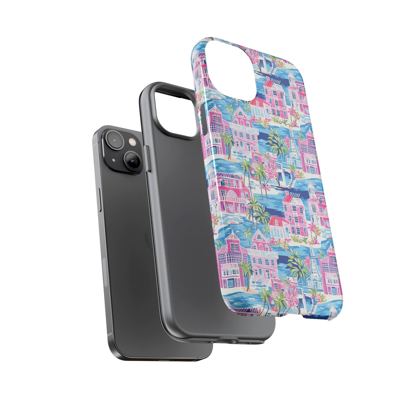 Pink Coastal Houses phone case | Tough Case | iPhone 17