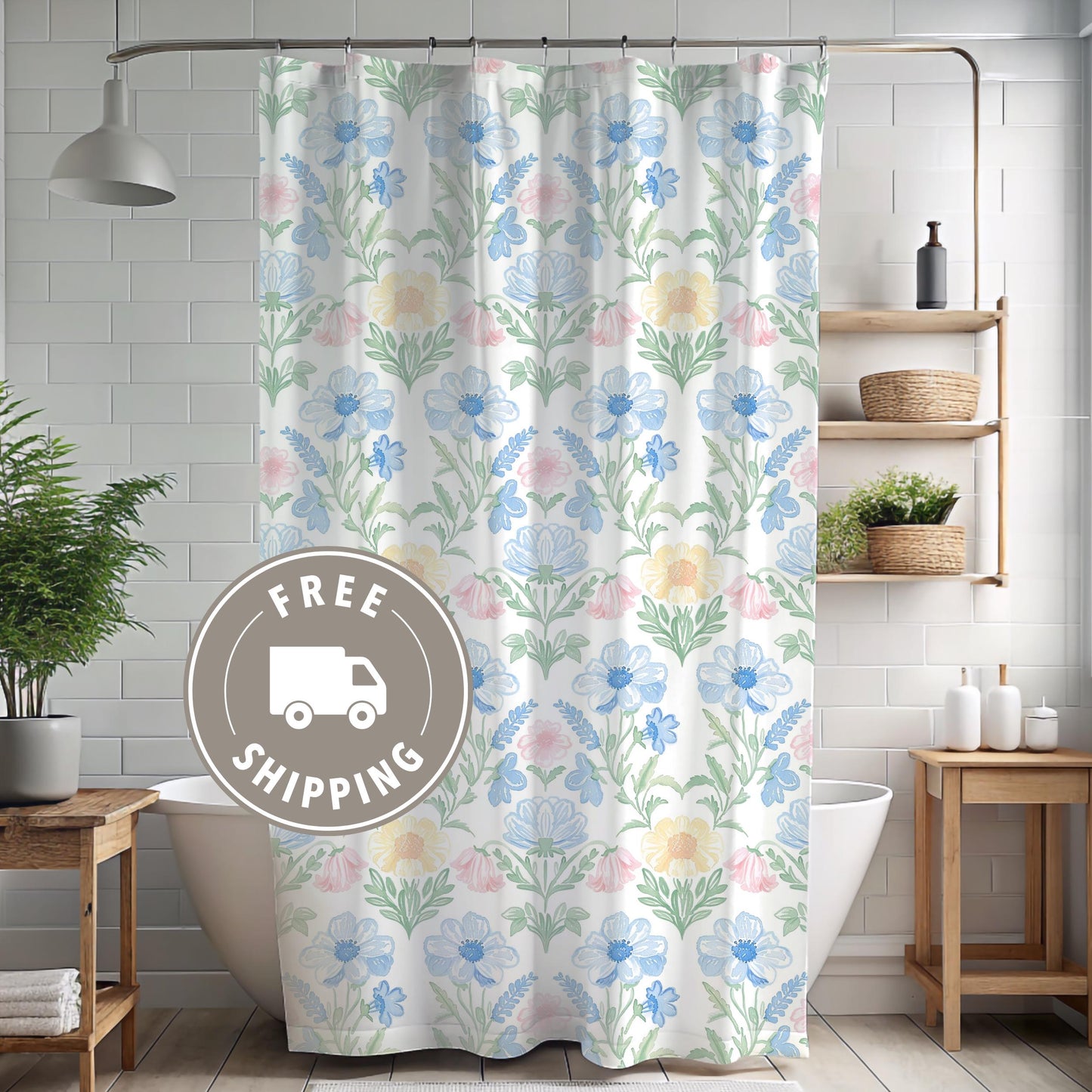 Custom Shower Curtain, Grandmillenial Floral