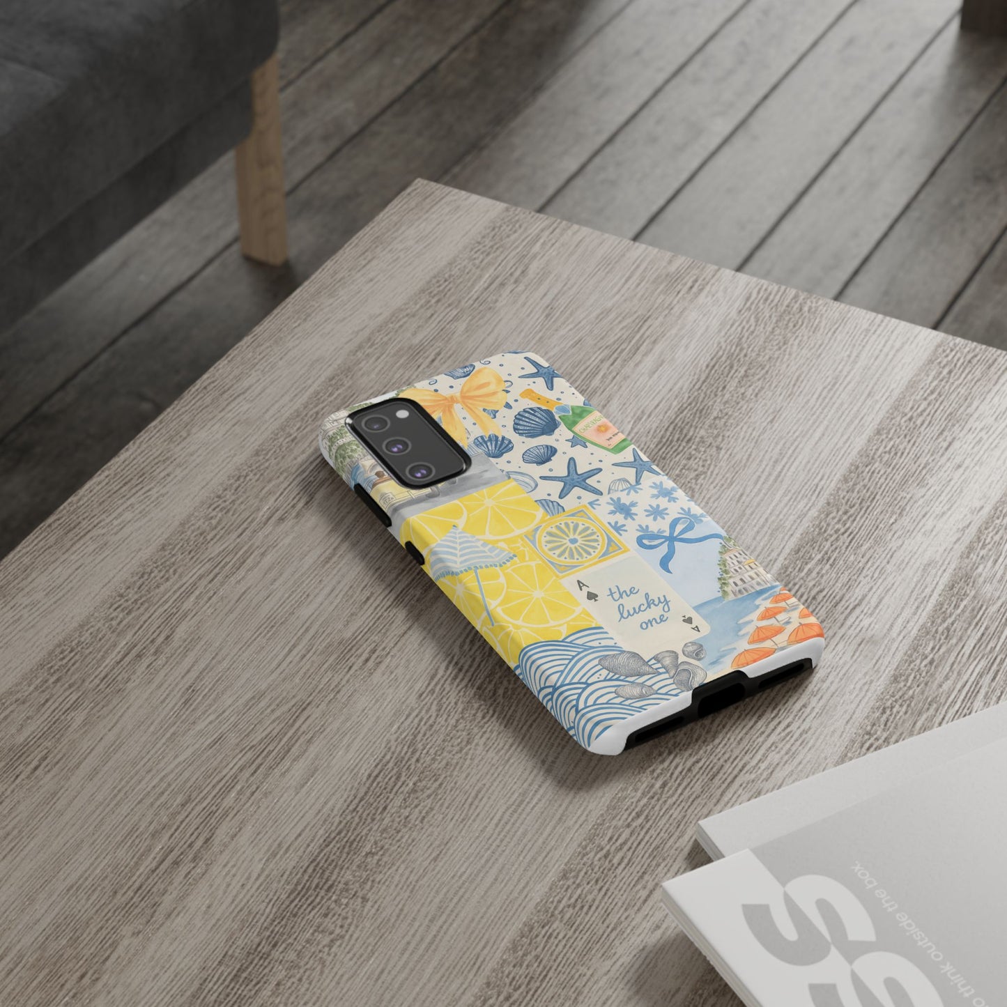 Coastal Collage Phone Case | Beach Shells, Starfish, Lemon, Scenic Travel | Italian Summer