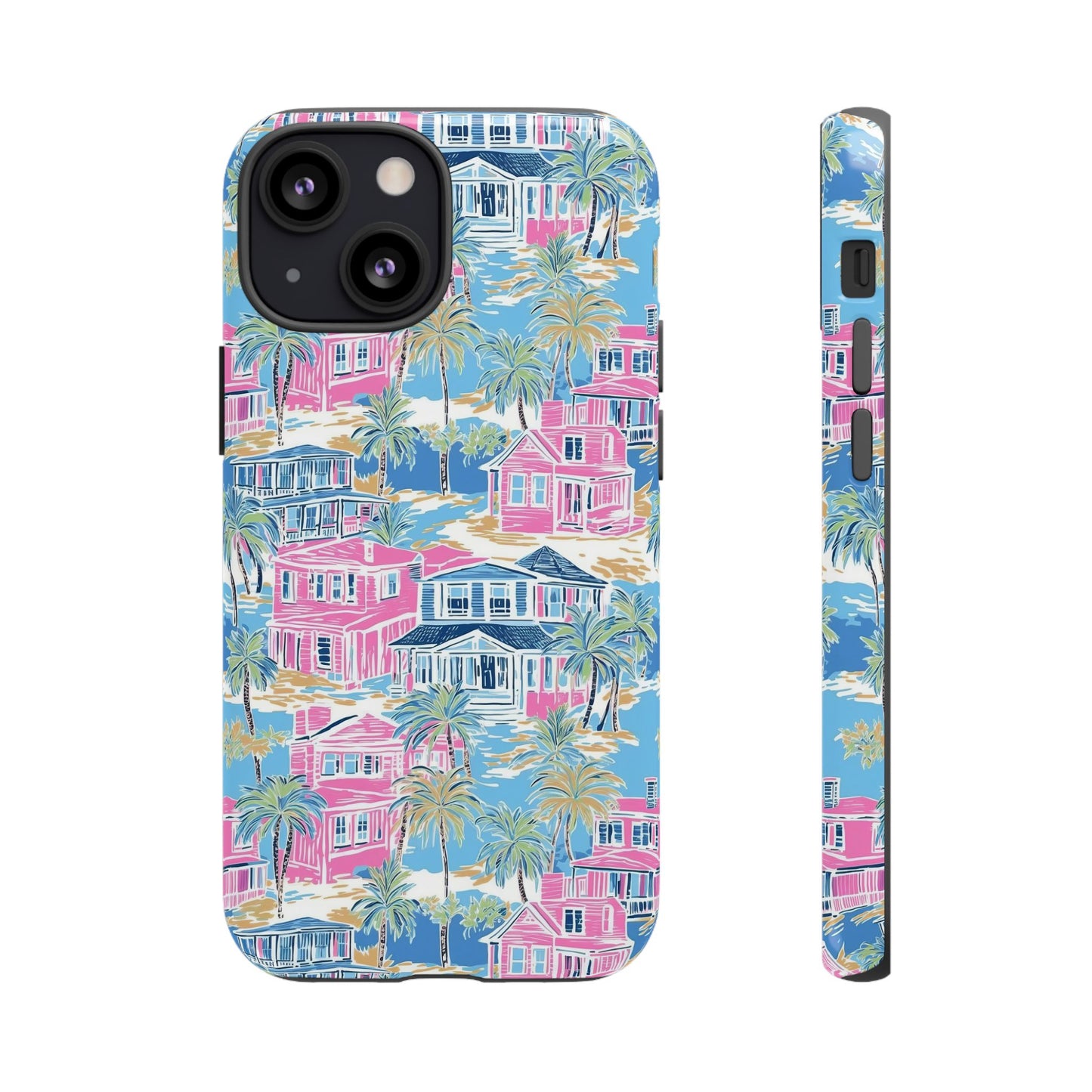 Tropical Beach Houses Tough Case | Palm Tree Coastal Phone Cover | iPhone 17