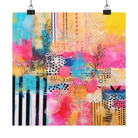 Colorful Abstract Floral Wall Art Poster Stripe
