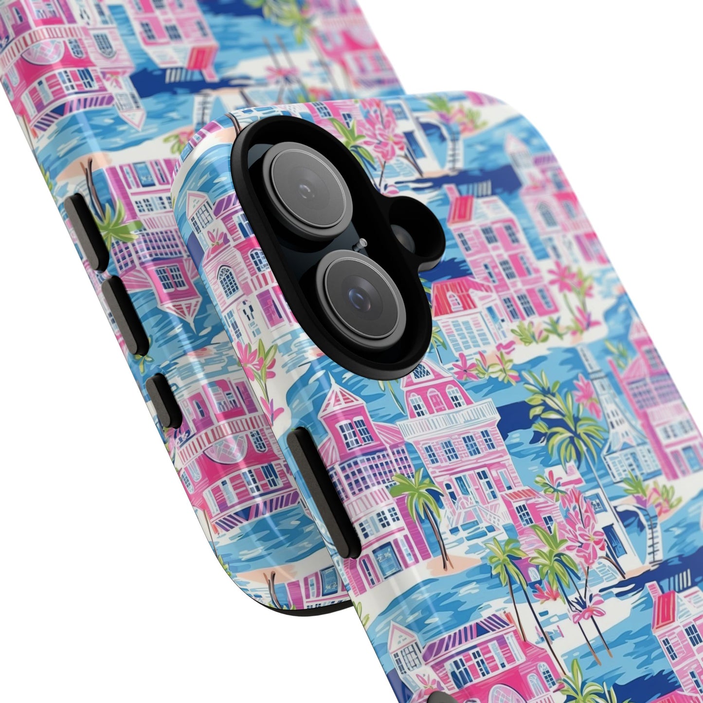 Pink Coastal Houses phone case | Tough Case | iPhone 17