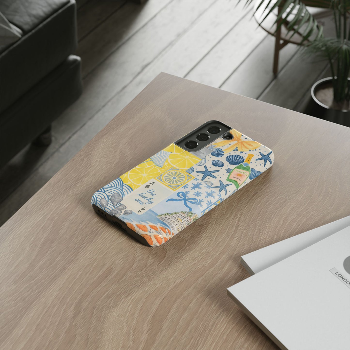 Coastal Collage Phone Case | Beach Shells, Starfish, Lemon, Scenic Travel | Italian Summer