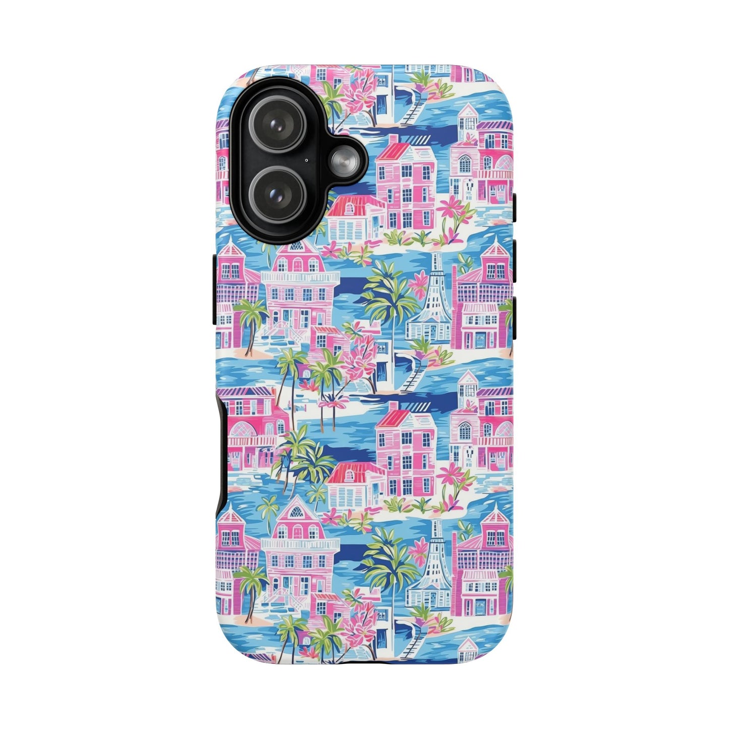 Pink Coastal Houses phone case | Tough Case | iPhone 17