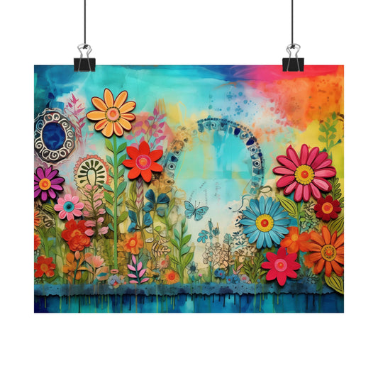 Wildflower Wall Art Poster | Boho Floral Home Decor | Cottagecore Nature Print