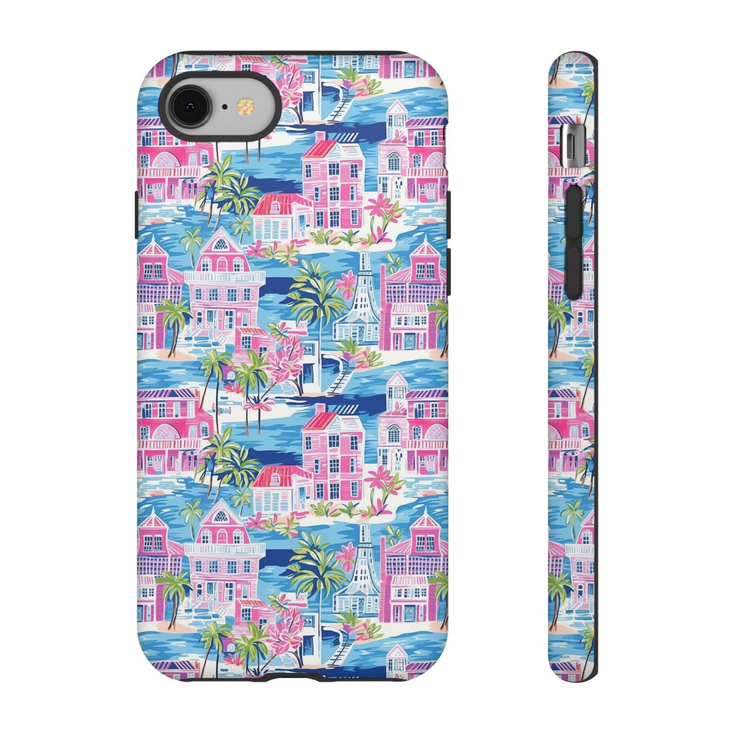 Pink Coastal Houses phone case | Tough Case | iPhone 17