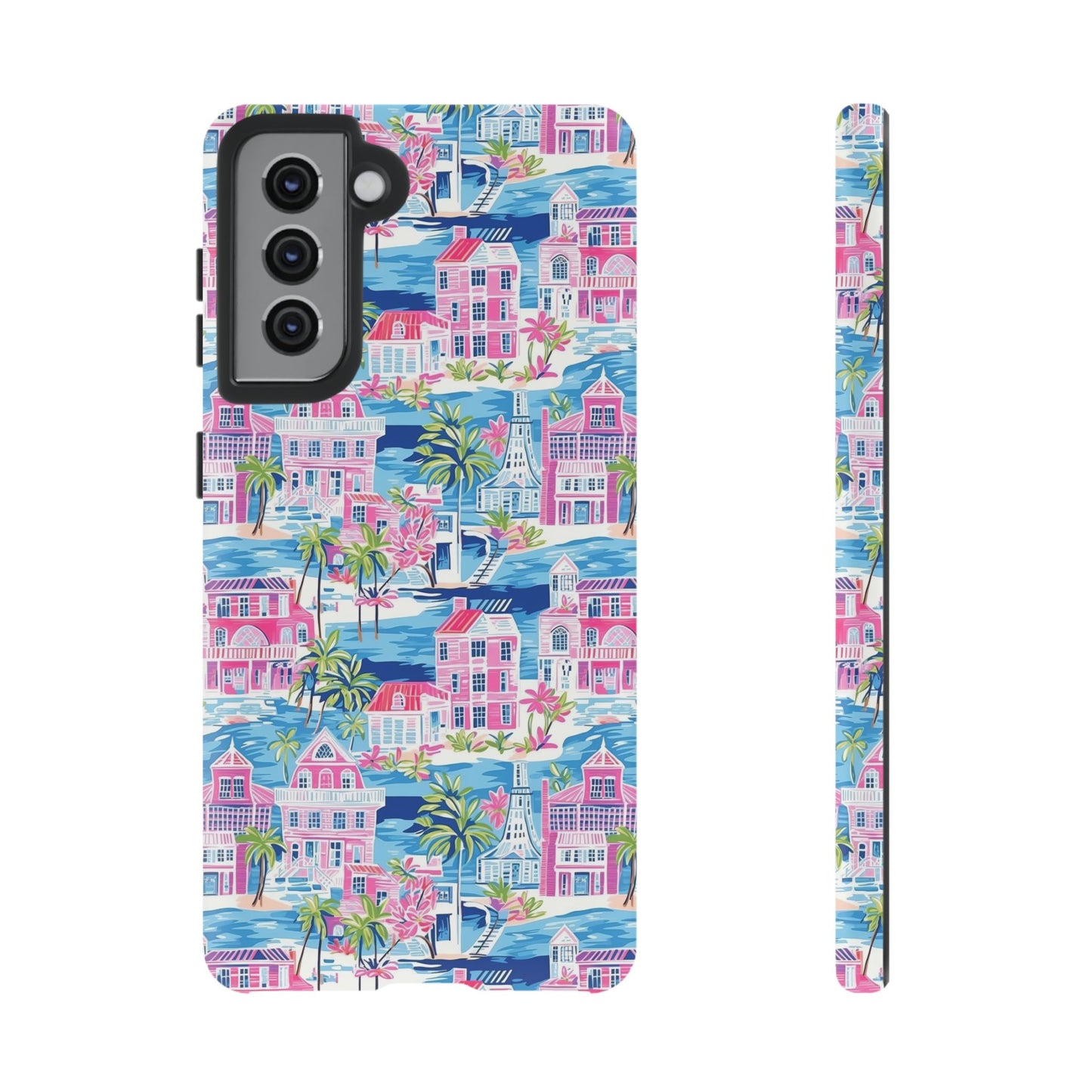 Pink Coastal Houses phone case | Tough Case | iPhone 17