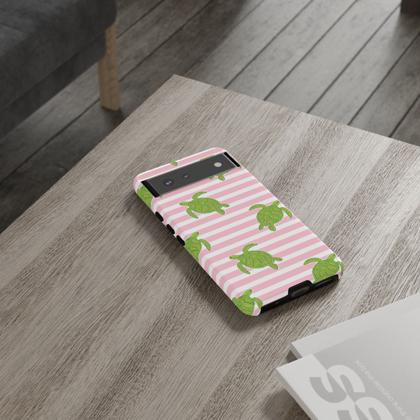 Green Sea Turtles Phone Case | Pink Stripes Tough Case | iPhone 17