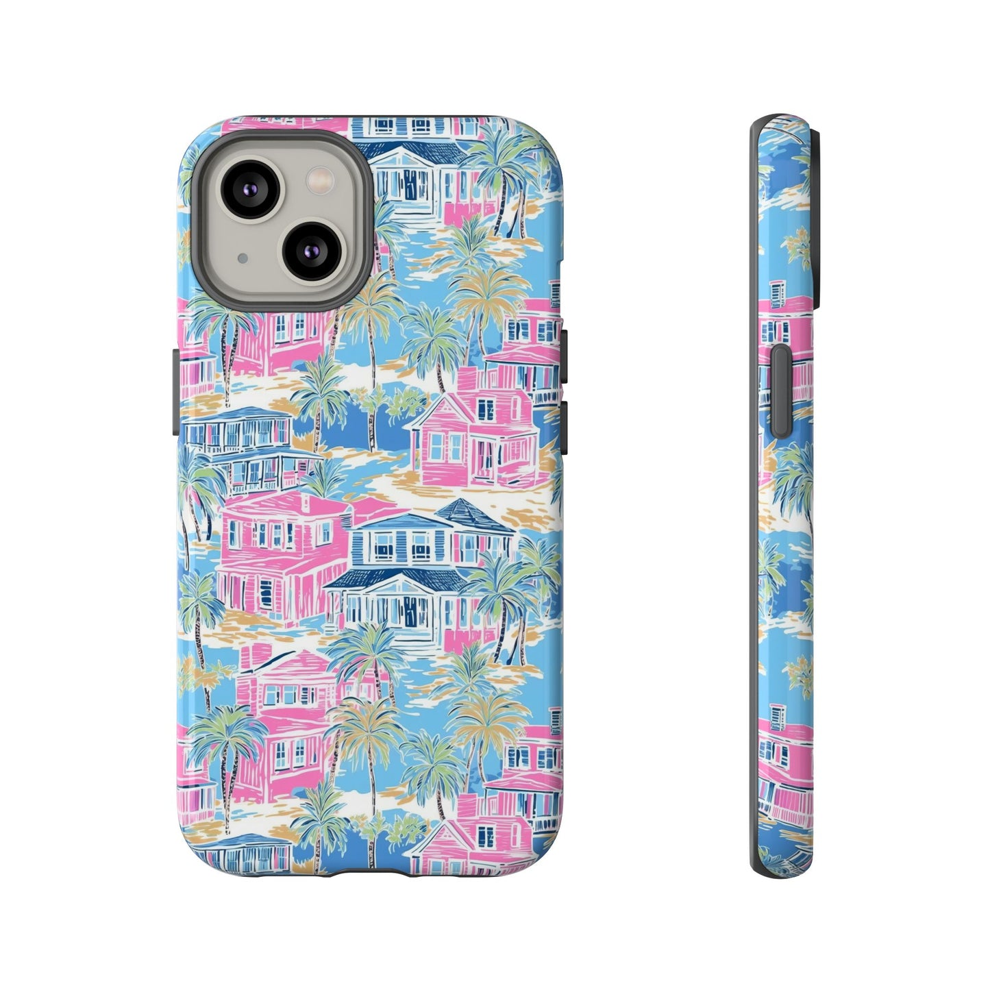 Tropical Beach Houses Tough Case | Palm Tree Coastal Phone Cover | iPhone 17