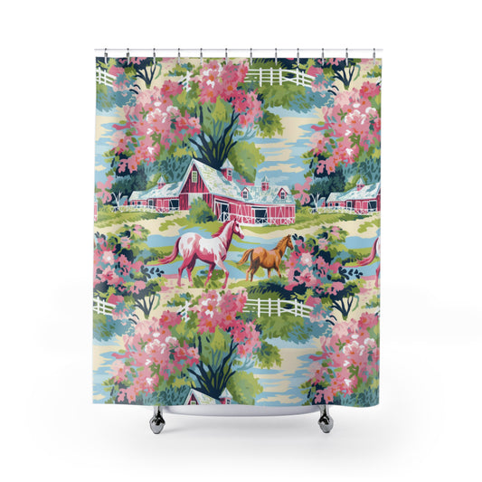 Horse Ranch Floral Texas Shower Curtain