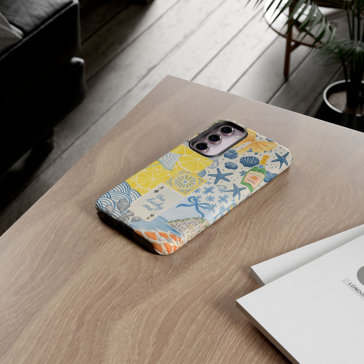 Coastal Collage Phone Case | Beach Shells, Starfish, Lemon, Scenic Travel | Italian Summer