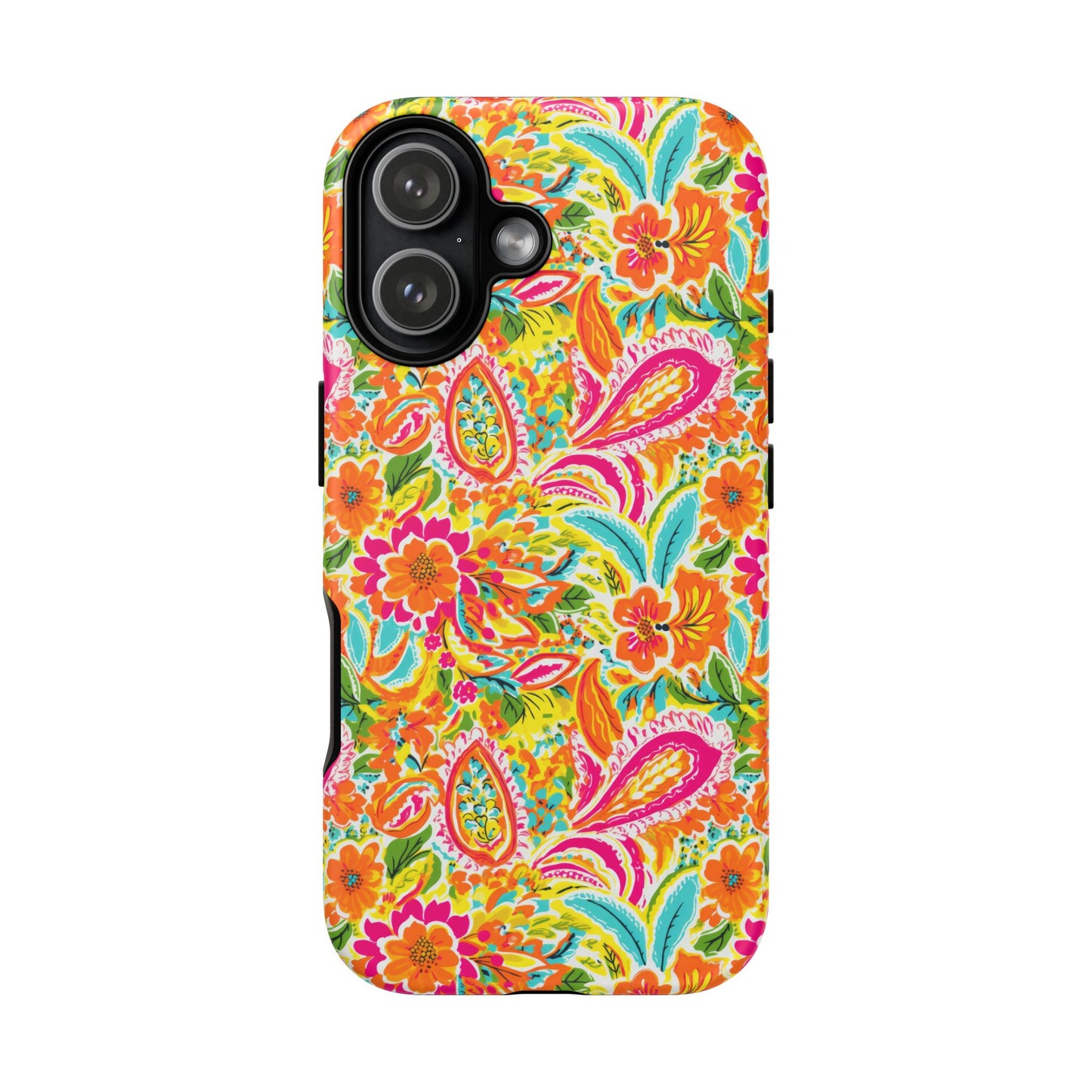Vibrant Floral Paisley phone case | Tough Cases | Orange and Pink Floral | iPhone 17