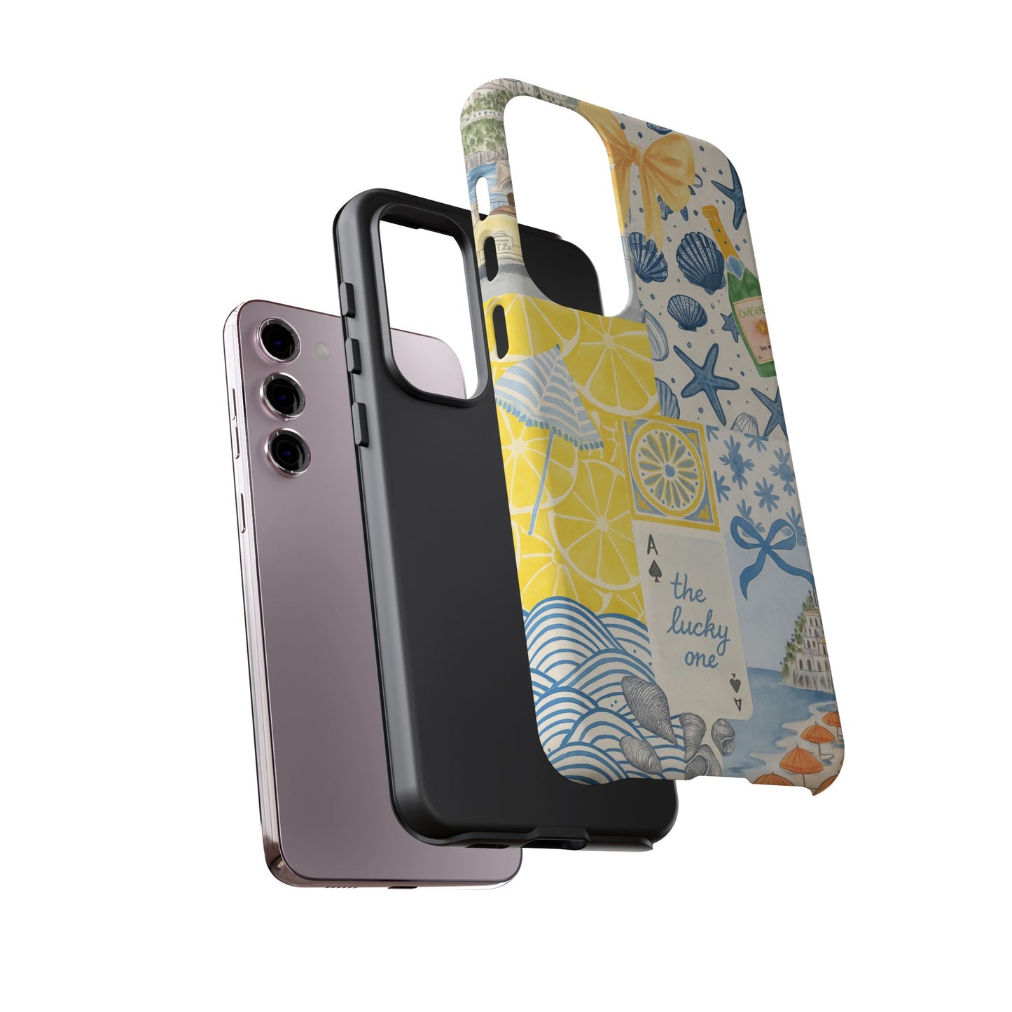 Coastal Collage Phone Case | Beach Shells, Starfish, Lemon, Scenic Travel | Italian Summer