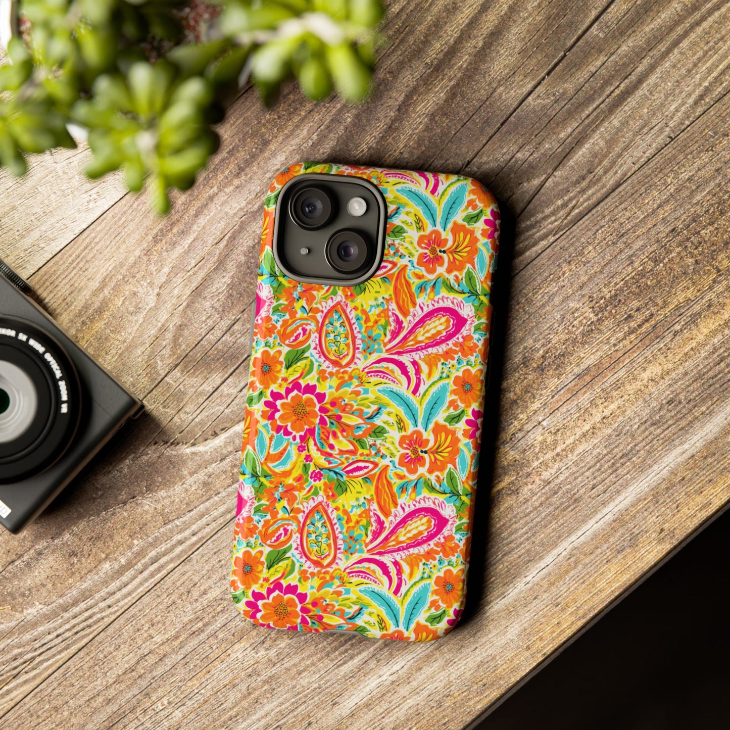 Vibrant Floral Paisley phone case | Tough Cases | Orange and Pink Floral | iPhone 17