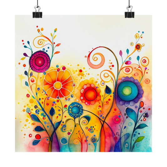 Colorful Abstract Floral Wall Art Poster | Vibrant Wildflower Botanical Print | Boho Modern Home Decor