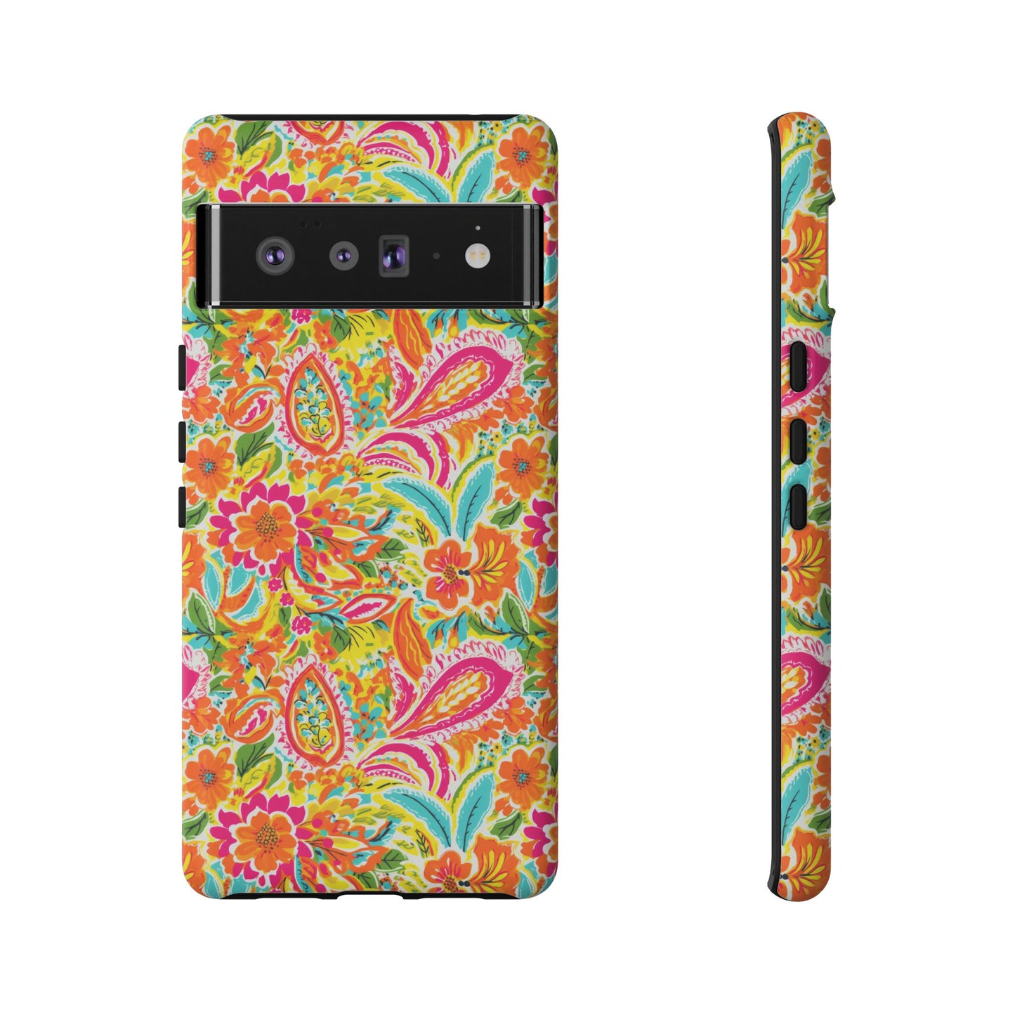Vibrant Floral Paisley phone case | Tough Cases | Orange and Pink Floral | iPhone 17