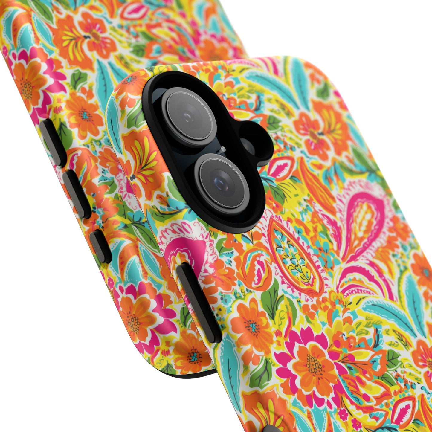 Vibrant Floral Paisley phone case | Tough Cases | Orange and Pink Floral | iPhone 17