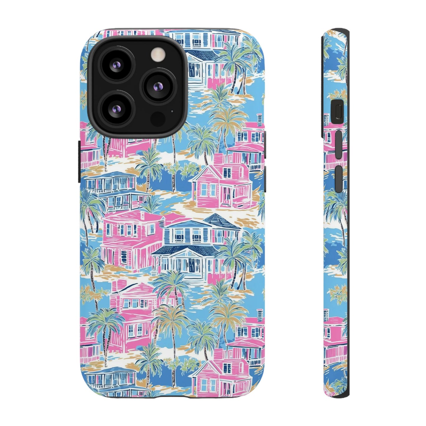 Tropical Beach Houses Tough Case | Palm Tree Coastal Phone Cover | iPhone 17