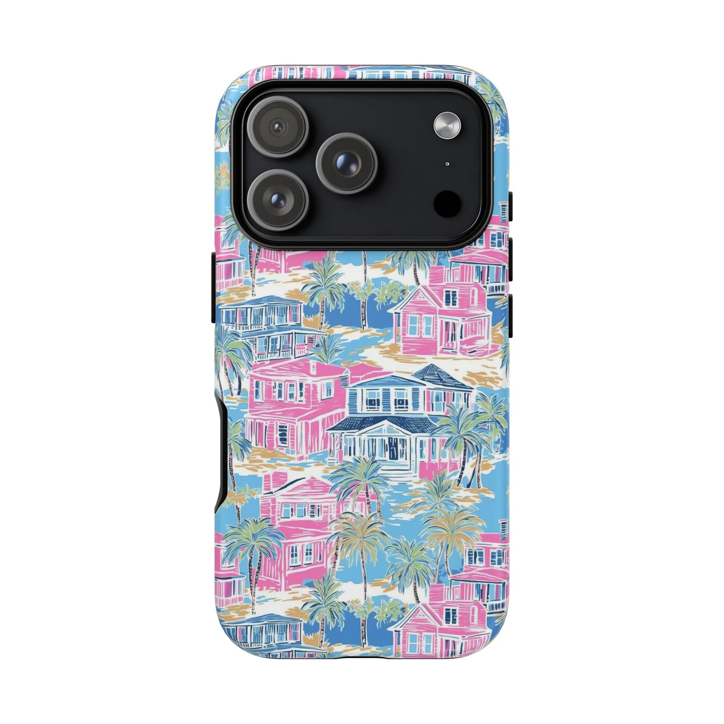 Tropical Beach Houses Tough Case | Palm Tree Coastal Phone Cover | iPhone 17