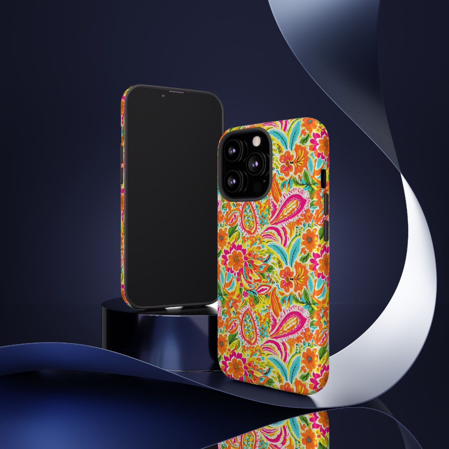 Vibrant Floral Paisley phone case | Tough Cases | Orange and Pink Floral | iPhone 17