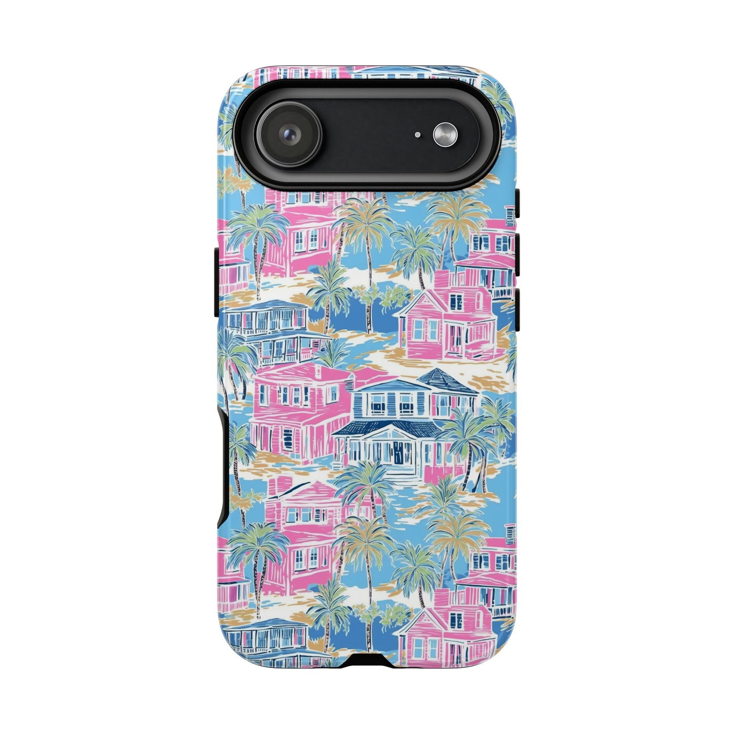 Tropical Beach Houses Tough Case | Palm Tree Coastal Phone Cover | iPhone 17