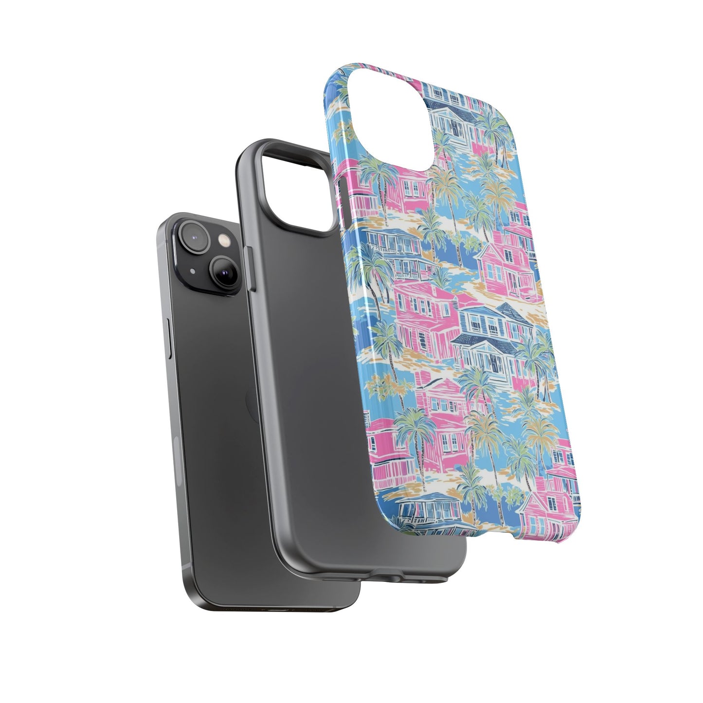 Tropical Beach Houses Tough Case | Palm Tree Coastal Phone Cover | iPhone 17