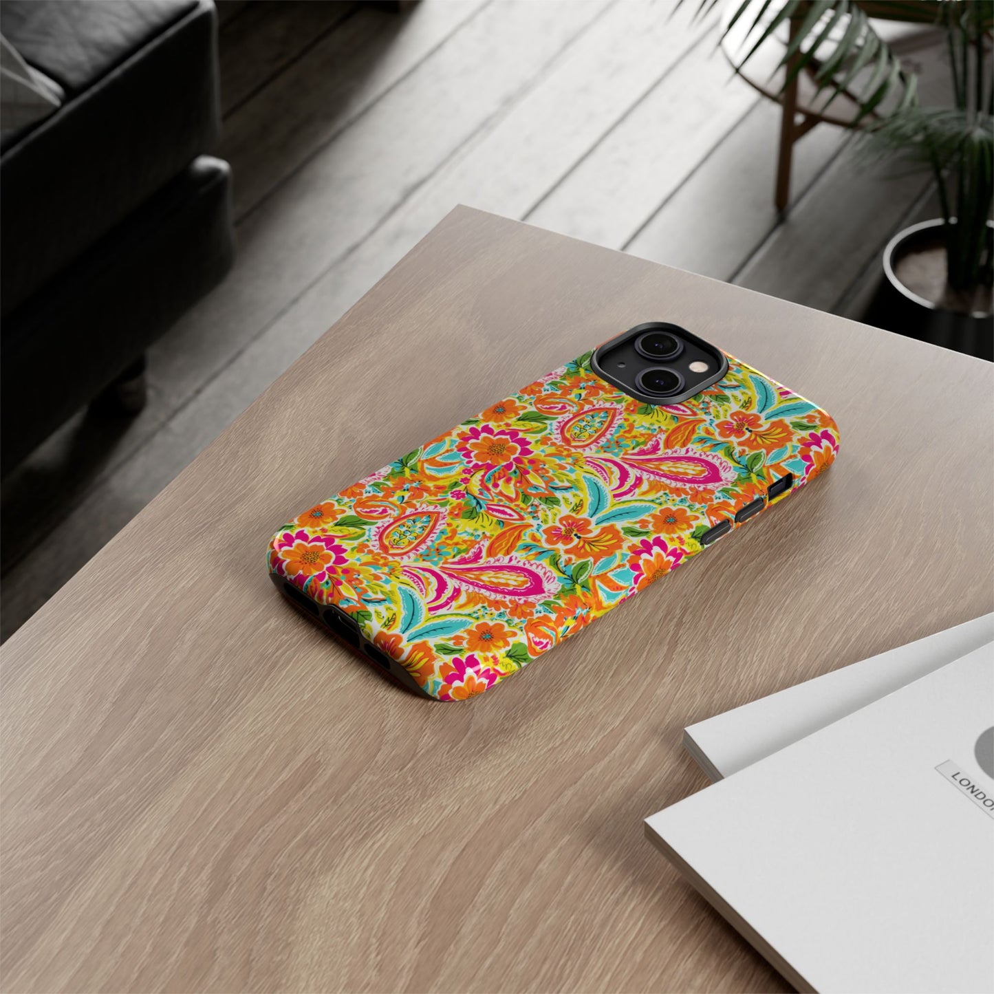 Vibrant Floral Paisley phone case | Tough Cases | Orange and Pink Floral | iPhone 17