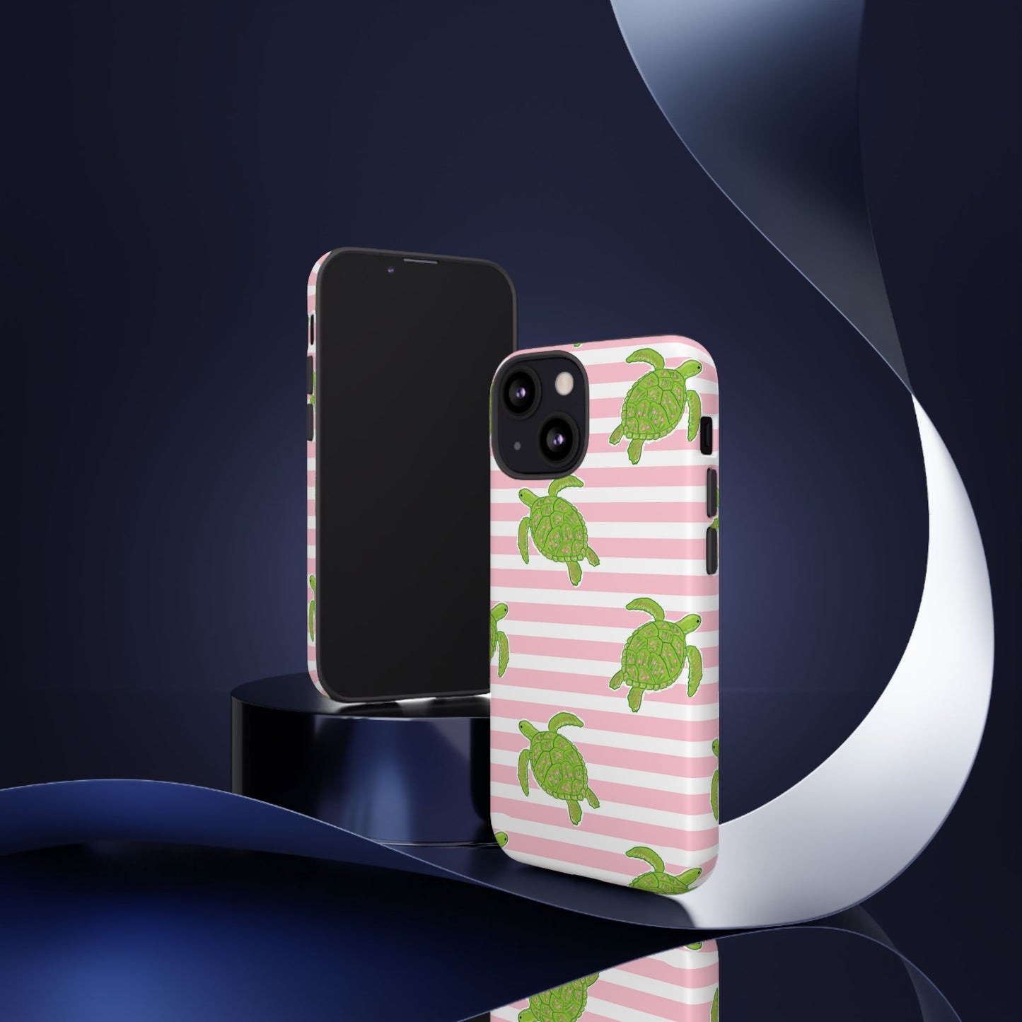 Green Sea Turtles Phone Case | Pink Stripes Tough Case | iPhone 17