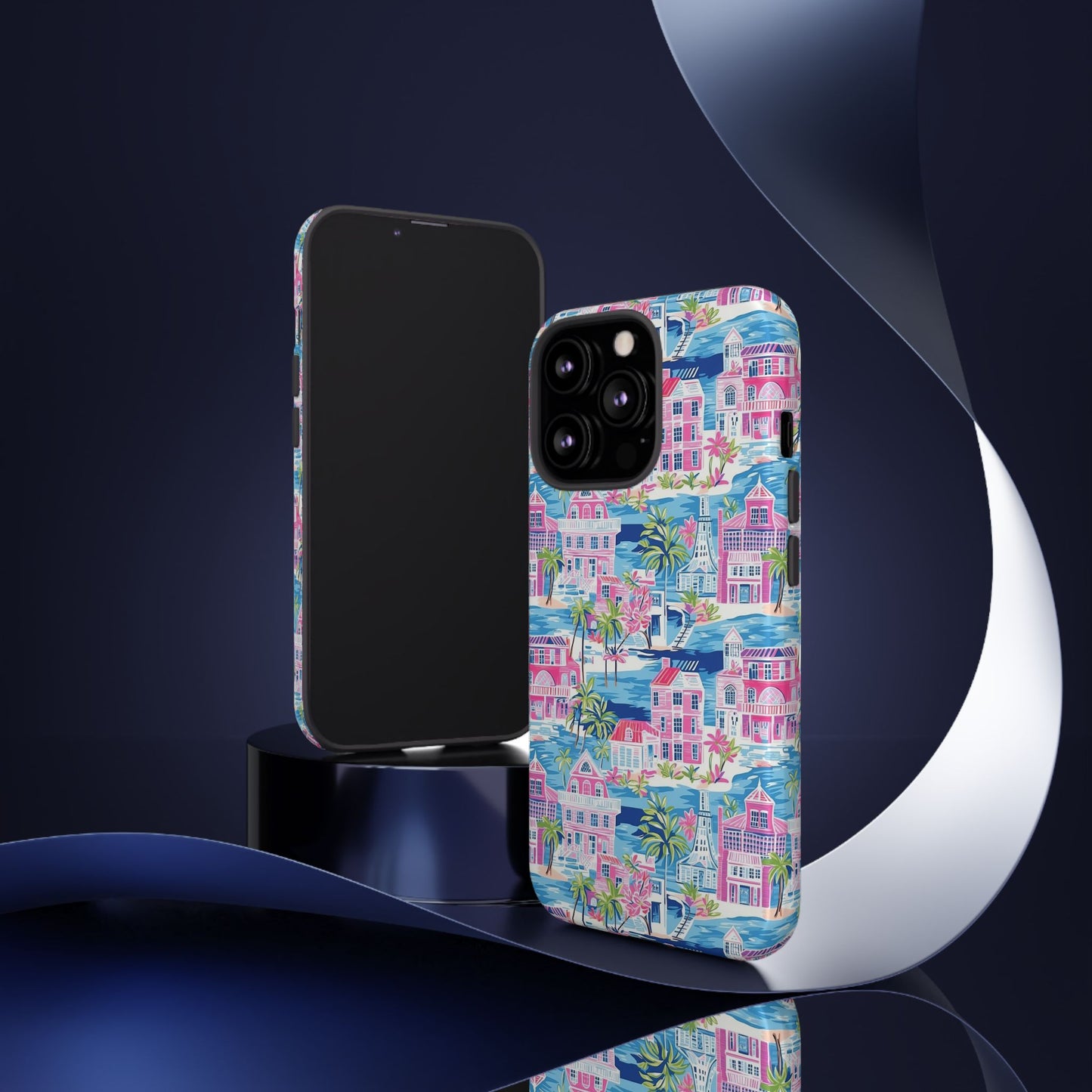 Pink Coastal Houses phone case | Tough Case | iPhone 17