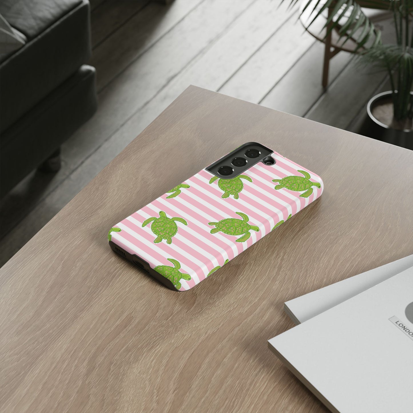 Green Sea Turtles Phone Case | Pink Stripes Tough Case | iPhone 17