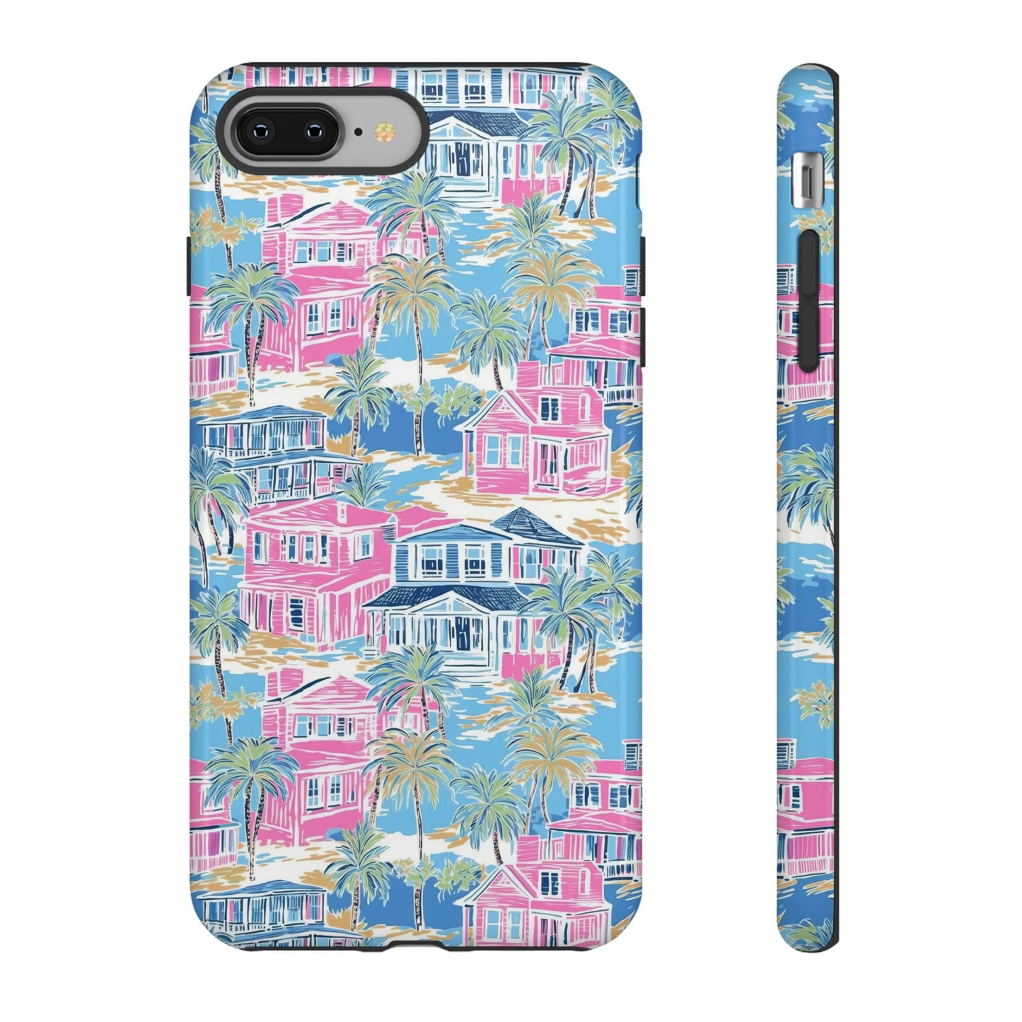 Tropical Beach Houses Tough Case | Palm Tree Coastal Phone Cover | iPhone 17