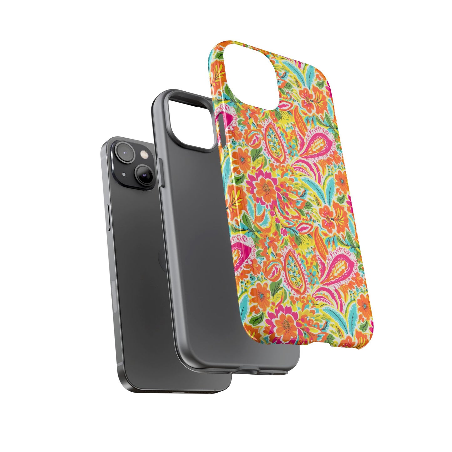 Vibrant Floral Paisley phone case | Tough Cases | Orange and Pink Floral | iPhone 17