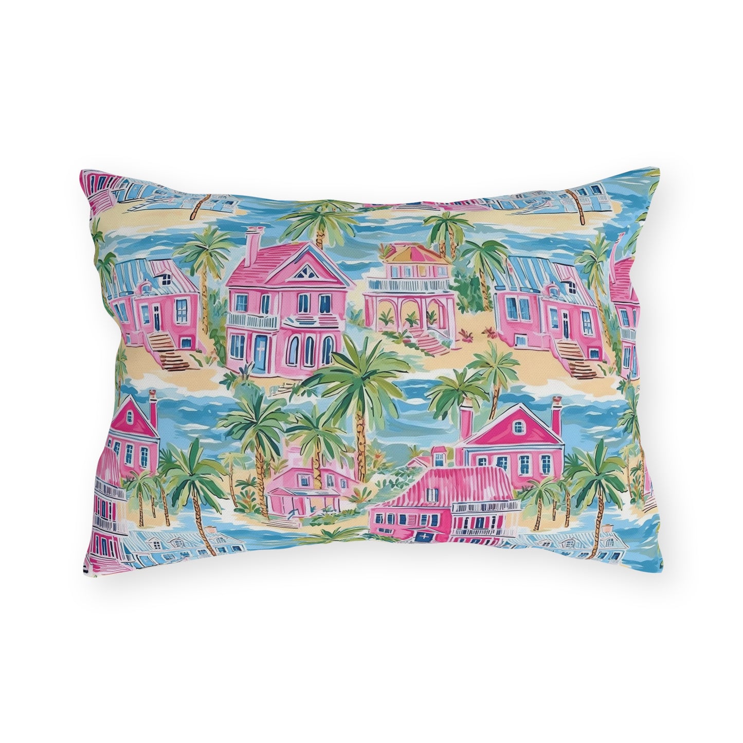 Outdoor Throw Pillow, Coastal Palm Beach Houses
